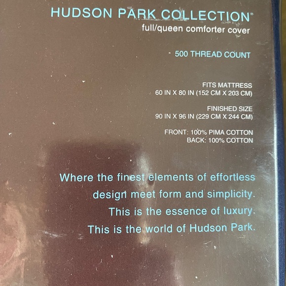 Brand New/ Never Opened: Hudson Park Collection Full/Queen Comforter Cover - Picture 3 of 3